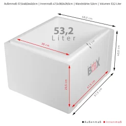 Styroporbox 53W | Wand: 5,0cm | Volumen: 53,2L | Innenmaß:47x38x29cm | Weiß Isolierbox Thermobox Kühlbox Warmhaltebox -Küchendiscounter 87598cfea9e459ac2b06ad32bcb99f06