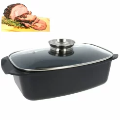 Aluguss Bräter 6 Liter Alugussbräter Schmorpfanne Kasserolle Inkl. Aromadeckel Induktion