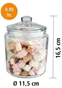 APS Vorratsglas -CLASSIC- /// Ø 11,5 Cm, H: 16 Cm, Volumen: 0,9 Liter /// Glas Polyethylen /// 82250 -Küchendiscounter 89938edceae595e12194199e59ff9e44