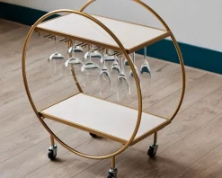 KANDR Barwagen - Weintisch - Servierwagen - Servierwagen - Küchenwagen - Auf Rollen - Rund - Gold -Küchendiscounter 8a2fa2ff7856ee1afe07e647bd6bcec8