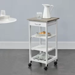 Servierwagen 76 X 37 X 37 Cm Barwagen 3 Ablage 1 Schublade Beistellwagen Allzweckwagen Rollwagen MDF Holzfarben-Weiß [en.casa] -Küchendiscounter 8e8c1474a2255147f001b8958d553b63