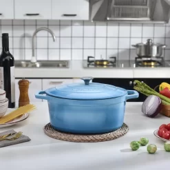 Vancasso Gusseisen Topf, Bräter Mit Deckel, Bratpfanne 6L Ø 30cm Emaillie Schmortopf, 13cm Niedrige Höhe Kasserolle Für Alle Herdarten Und Induktion -Küchendiscounter 926bf4785f1c885ea8ef8bc60595e073