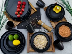 CreaTable 22978 Kombiservice Uno BLACK Für 4 Personen, Steinzeug, Schwarz (1 Set, 16-teilig) -Küchendiscounter 93176ceb2ef1a30ebea6e72bcda2f302