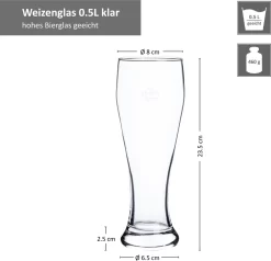 6er Set Bavaria Weizenbiergläser 0,5 Liter Geeicht Weißbiergläser Biergläser Weizengläser Glas -Küchendiscounter 969720249aec92952441d1d723cd8e1d