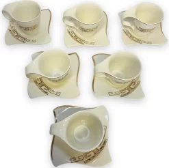 12-teiliges Medusa Mäander Kaffeeservice Mit Goldschliff Kaffeetassen Für 6 Personen 6 Tassen + 6 Untertassen Weiß-Gold Genießen Servieren Kaffee -Küchendiscounter a37ce12b59dff01d4decb393ba704814