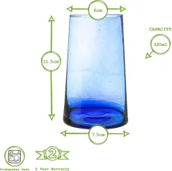 Nicola Spring 6 Stück Merzouga Recycled Longdrinkgläser Set - Trinkglas - 320ml - Blau -Küchendiscounter a4b8bbfc57a039a3ceb03ba9c37b6e91