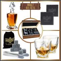 Whisiskey - Whisky Karaffe – Twisted Dekanter Set - Whiskey Karaffe Set - 1000ML - Geschenke Für Männer - Inkl. 8 Whisky Steine, Zange & 2 Whisky Gläser 12 Whisiskey - Whisky Karaffe – Twisted Dekanter Set - Whiskey Karaffe Set - 1000ML - Geschenke Für Männer - Inkl. 8 Whisky Steine, Zange & 2 Whisky Gläser -Küchendiscounter a7a0d9fe2603d71030ab148f8e5eb6d0