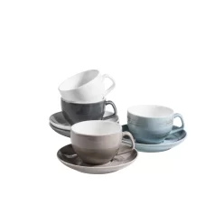 Mäser 931609 Kaffeetassen-Set Derby Für 4 Personen, Porzellan, Weiß/hellblau/beige (1 Set, 8-teilig) -Küchendiscounter a8cfd344d3619b66fceea1217651ff24