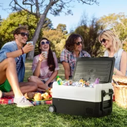 Merax Elektrisch Kühlbox Mit Kompressor 31.5L Schwarz, Mini Kühlschrank Tragbar Kühlleistung Bis -20° C, Gefrierbox 12/24 V Und 230 V Für Büro, Auto, Camping, Garten -Küchendiscounter ace5ed59d9b3939649ae29e38579189c