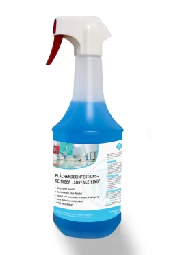 Flächendesinfektionsreiniger Für Oberflächen | Hocheffizient | Begrenzt Viruzid | Gebrauchsfertig 1L | Wellness, Solarium, Yogamatte, Sportgeräte, Gastro, Kunstledernsreiniger "Surface King", Anwendungsfertige Sprühflasche, 1 L