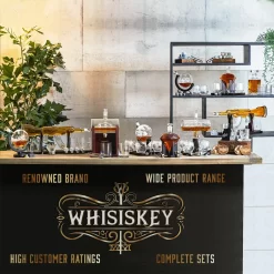 Whisiskey - Whisky Karaffe - Geschenke Für Männer - Komplette Whiskey Set - Globus - 900ML – Inkl. 4 Whisky Steine, 4 Whisky Gläser & Ausgießer - Whisky Dekanter – Whiskygläser - Natursteine -Küchendiscounter afe4cc63e6973bf925dfc4d5dd66b9d6