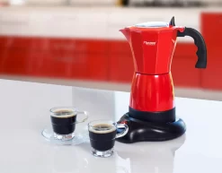 Bestron Elektrischer Espresso-Kocher Mit 360° Basis, Viva Italia, Für 6 Espressotassen: 180 Ml, 480 Watt, Aluminium, Farbe: Rot 6 Bestron Elektrischer Espresso-Kocher Mit 360° Basis, Viva Italia, Für 6 Espressotassen: 180 Ml, 480 Watt, Aluminium, Farbe: Rot -Küchendiscounter b1cd52c0ca336025c1301d8fe2b0b488
