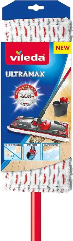 Vileda Bodenwischer Ultramax Mit Stiel, Rot/grau