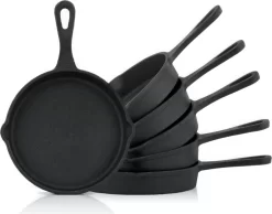 BBQ-Toro Gusseisen Grillpfännchen (6-er Set) | Ø 12,5 Cm | Bereits Eingebrannt