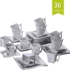 MALACASA, Serie Flora, 36 Tlg. Marmor Porzellan Kaffeeservice Geschirrset Mit 12 Kuchenteller, 12 Tasse 220ml, 12 Untertasse Für 12 Personen