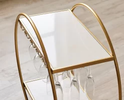 KANDR Barwagen - Weintisch - Servierwagen - Servierwagen - Küchenwagen - Auf Rollen - Rund - Gold -Küchendiscounter bd71e8f5ca71457ff48bba5d52bddcf5