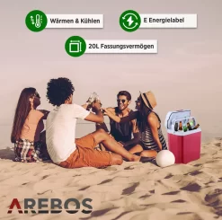 AREBOS 20 Liter Kühlbox Elektrisch, Klein, Zum Kühlen Und Warmhalten, Mit ECO Modus, 12/230 V Für Auto Und Steckdose, Kühltasche, Isoliertasche -Küchendiscounter bd89cc33f4131236077972cadab6cd28