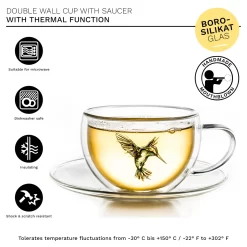 Creano 6er-Set Thermo-Tasses "Hummi" Für Tee/Latte Macchiato, Doppelwandig, Mit Kolibri-Muster | 250ml In Exklusiver Geschenkpackung -Küchendiscounter c0f9100687b6b7f1e8a6e4379c61a52c
