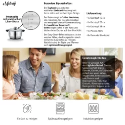 TopfSet Induktion 7-Teilig Edelstahl Alle Herdarten Töpfe Kochtopf Pfannen Set Schwarz -Küchendiscounter c0fa6a027bbdb28bb85c5224e637601e