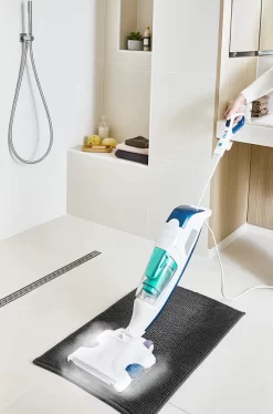 Rowenta Bodendampfreiniger Clean & Steam Revolution RY7757 | 2 In 1 Reingung | Verdampfer Für ätherische Öle | Alle Bodenarten | Anti-Kalk-Kartusche | Weiß/Blau -Küchendiscounter c20e463e8212c18585b5b2efe64a977f