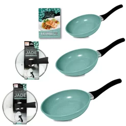 Starlyf® Pfannen-Set »Jade Pan Set« , Aluminium ( Starter-Set 5 -tlg. 3 Pfannen, 2 Glasdeckel ) , Innovativer Deckelgriff Zum Abstellen, Jade-Antihaft-Beschichtung - Aus Der TV Werbung -Küchendiscounter c48b32812f7bcfe6b8b0f14cf1224db1
