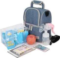 Muttermilch-Kühltasche Mit Kühlakkus, Doppellagig, Passend Für 3 Flaschen, Bis Zu 255 Ml, Für Stillen, Muttermilch, Pumpbeutel, Rucksack ,Denim Blue -Küchendiscounter c6594202786d1af8ec375807fd2fa80e