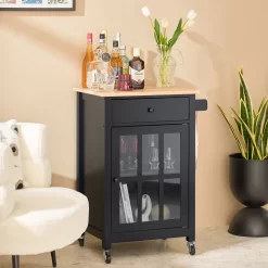 SoBuy FKW98-SCH Küchenwagen Mit 1 Tür Und Schublade Servierwagen Mit Arbeitsplatte Beistellwagen Rollwagen Schwarz BHT Ca.: 62x87x46cm -Küchendiscounter c739ec5dd1e4b690c1cac60834f6e18e