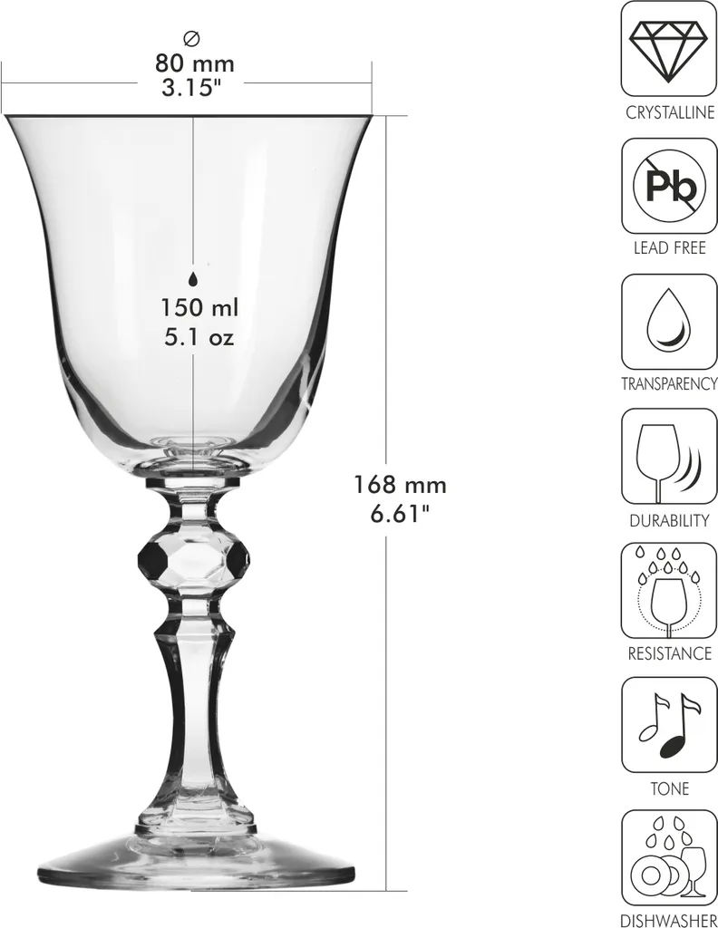 KROSNO Weiß-Weinglas | Set Von 6 | 150 ML | Krista Kollektion | Kristallglas | Weißweingläser | Perfekt Für Zuhause, Restaurants Und Partys | Spülmaschinenfest 2 KROSNO Weiß-Weinglas | Set Von 6 | 150 ML | Krista Kollektion | Kristallglas | Weißweingläser | Perfekt Für Zuhause, Restaurants Und Partys | Spülmaschinenfest – Bild 2