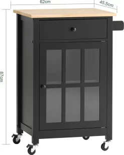 SoBuy FKW98-SCH Küchenwagen Mit 1 Tür Und Schublade Servierwagen Mit Arbeitsplatte Beistellwagen Rollwagen Schwarz BHT Ca.: 62x87x46cm -Küchendiscounter c925965883d6c2e39a652b422e393d17