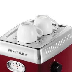 Russell Hobbs Espressomaschine Retro Rot Siebträger (15 Bar, 2 Tassen-Einsätze, 1,1l Abnehmbarer Wassertank, Dampf-Milchschaumdüse, Portionierlöffel Mit Tamper) Kaffeemaschine -Küchendiscounter c96d474bd44299bff9ad482d362abbfd