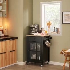 SoBuy FKW98-SCH Küchenwagen Mit 1 Tür Und Schublade Servierwagen Mit Arbeitsplatte Beistellwagen Rollwagen Schwarz BHT Ca.: 62x87x46cm -Küchendiscounter cc35697aff021f55a0aaa9063f046c2d