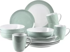 Mäser 931565 Kombiservice Kitchen Time II Für 4 Personen, Porzellan, Grün (1 Set, 16-teilig)