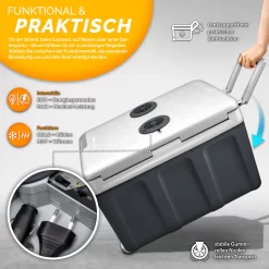 Tillvex Kühlbox Elektrisch 40L Grau Mit Rollen | Mini-Kühlschrank 230 V Und 12 V Für KFZ Auto Camping | Kühlt & Wärmt | ECO-Modus -Küchendiscounter ce0748d830bdb13902468f8b4e4e2b18
