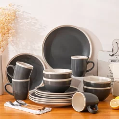 Tafelservice, Vancasso SEESAMI 16-teiliges Kombiservice Aus Steinzeug, Geschirrset Im Modernen Aussehen Für 4 Personen -Küchendiscounter cfab4e3eef1a71988f7e91011bbd7938