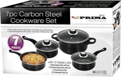 Prima Pfannenset 7-teilig – Kleine Pfannen – Schwarz – Antihaftbeschichtung – Kochset – Mit Deckel – Kochtöpfe – Soßenpfanne – Geschenk Für Mann Und Frau -Küchendiscounter d1c95c684de60010614c44f3882fe8ee