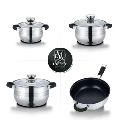 TopfSet Induktion 7-Teilig Edelstahl Alle Herdarten Töpfe Kochtopf Pfannen Set Schwarz -Küchendiscounter d90fcdaf3528dcba9540998bb8835b1c