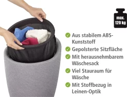 Wenko Hocker Candy Light Grey Leinenoptik, Mit Wäschesack 16 Wenko Hocker Candy Light Grey Leinenoptik, Mit Wäschesack -Küchendiscounter db5c9a596583081cdb84d17c18cf0b27