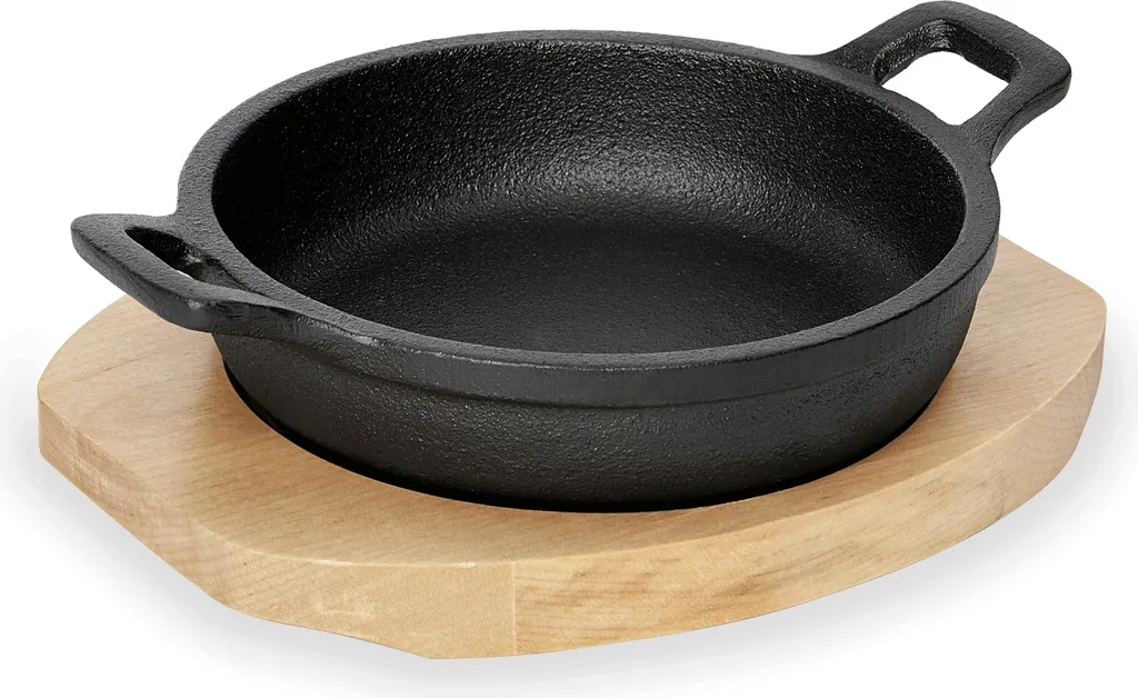Servierpfanne Mit Holzuntersetzer, Gusseisen Unbeschichtet, 10-18 Cm Ø Wählbar : Servierpfanne Mit Holzuntersetzer, Ø 18 Cm, Variante: Servierpfanne Mit Holzuntersetzer, Ø 18 Cm 1 Servierpfanne Mit Holzuntersetzer, Gusseisen Unbeschichtet, 10-18 Cm Ø Wählbar : Servierpfanne Mit Holzuntersetzer, Ø 18 Cm, Variante: Servierpfanne Mit Holzuntersetzer, Ø 18 Cm