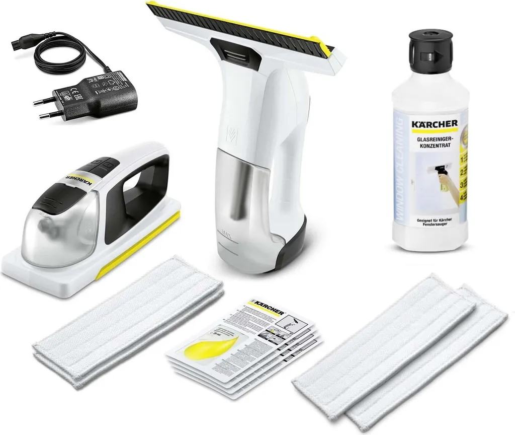 Kärcher Akku-Fensterreiniger WV 6 + KV 4 Premium Mit Schnellladegerät Inkl. Reinigungsmittel RM 500, Wischtuch 1 Kärcher Akku-Fensterreiniger WV 6 + KV 4 Premium Mit Schnellladegerät Inkl. Reinigungsmittel RM 500, Wischtuch