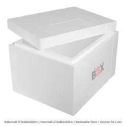 Styroporbox 53W | Wand: 5,0cm | Volumen: 53,2L | Innenmaß:47x38x29cm | Weiß Isolierbox Thermobox Kühlbox Warmhaltebox -Küchendiscounter df2227b5d49e7ebb106b979eddcea594