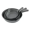 SANTOS BBQ Pfannen-Set Gusseisen 3-teilig, (Ø 16 Cm, 19,5 Cm Und 26 Cm)