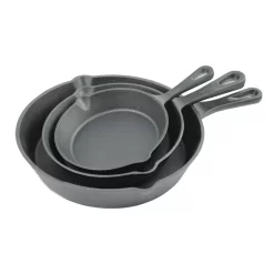 SANTOS BBQ Pfannen-Set Gusseisen 3-teilig, (Ø 16 Cm, 19,5 Cm Und 26 Cm)