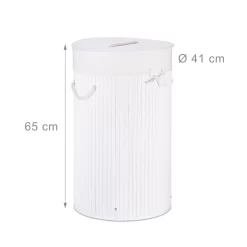 Relaxdays 1 X Wäschekorb Bambus Rund Weiß -Küchendiscounter e5ae84ab39a031e4410e9b5882fa7b64