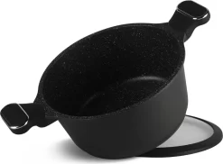 Schwarze Töpfe INDUKTION GLASDECKEL Kochtopf Topfset Keramik Und Pfanne -Küchendiscounter ebed66f0480b06ec07bc69627d96f416