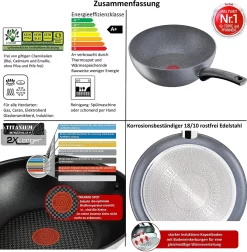 Tefal G13411 Cook Healthy Pfannenset Induktion 6 Tlg, Hohe Wokpfanne Mit Deckel 28cm, Pfanne 30 Cm + 24cm, Alle Herdarten, Spülmaschinenfest, Antihaft-beschichtet, Wok & Bratpfanne Set -Küchendiscounter ebf245edb4f0962a06a8a9b04bf4a4e0