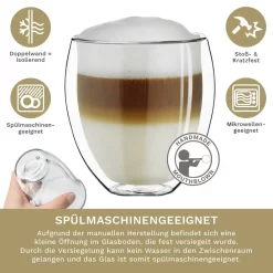 Creano Doppelwandige Gläser 400ml „DG-Bauchig“, 4er Set, Großes Thermoglas Doppelwandig Aus Borosilikatglas, Kaffeegläser, Teegläser, Latte Gläser, Doppelwandgläser -Küchendiscounter f21f88c5ee2986d8bb2d24085fd71ce5