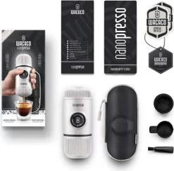 WACACO Nanopresso Tragbare Espressomaschine, Mit Nanopresso-Etui, Upgrade-Version Von Minipresso, Reisekaffeemaschine, Kaffee-To-Go, Manuell Betrieben, Weiß, Nachhaltig -Küchendiscounter f71d7ea87404288253699e43b207f313