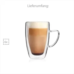 Sänger SÄNGER Doppelwandiges Cappuccino Gläser Set Mit Henkel 6 Teilig -Küchendiscounter fe2a5447460709e18e23cc7f6daf7664