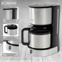 Bomann Thermo-Kaffeeautomat KA 6037 CB Edelstahl/schwarz -Küchendiscounter ffd31e604e338b81e913836d1b38c96f